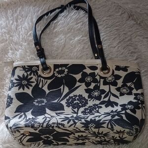 Spartina 449 Black and Cream Floral Shoulder Bag